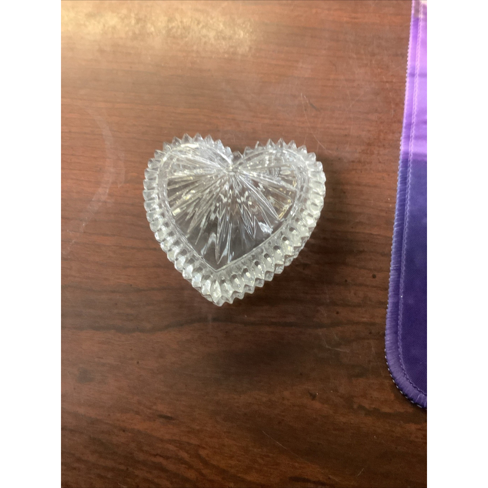 Gorham Crystal Glass Heart Bowl With Lid Full Lead Crystal West Germany